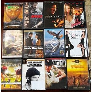 Aviator Argo Walk The Line Mr and Mrs Smith The Natural DVD Movies Bundle of 12